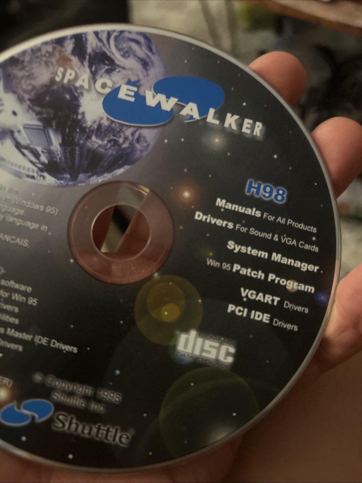 Vintage Spacewalker H98 Drivers and Manuals CD, System Manager Shuttle Inc