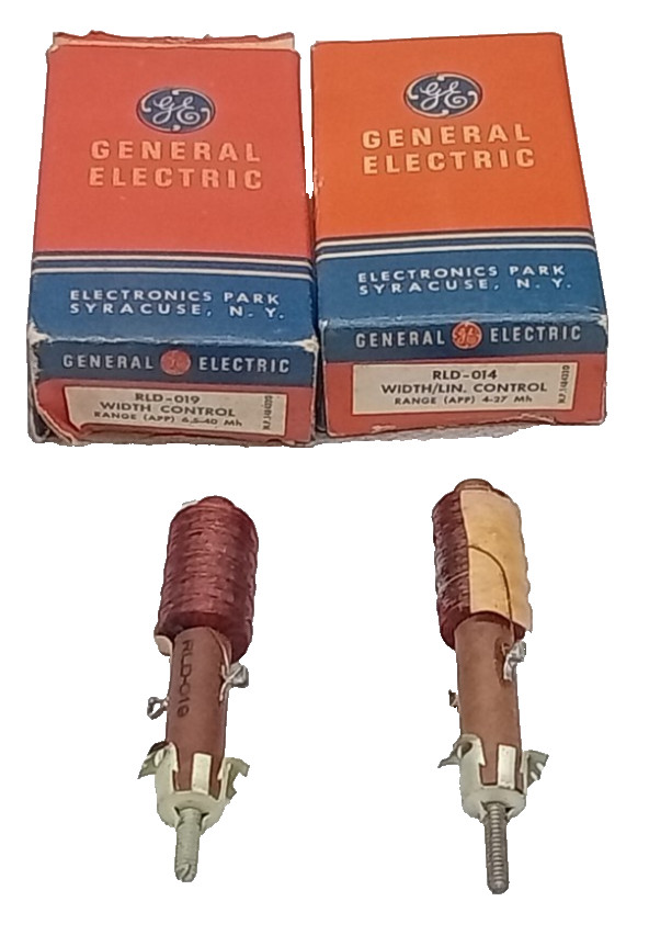 2 NOS GE Vintage Ferrite Slug Tuned Variable Inductance Coils