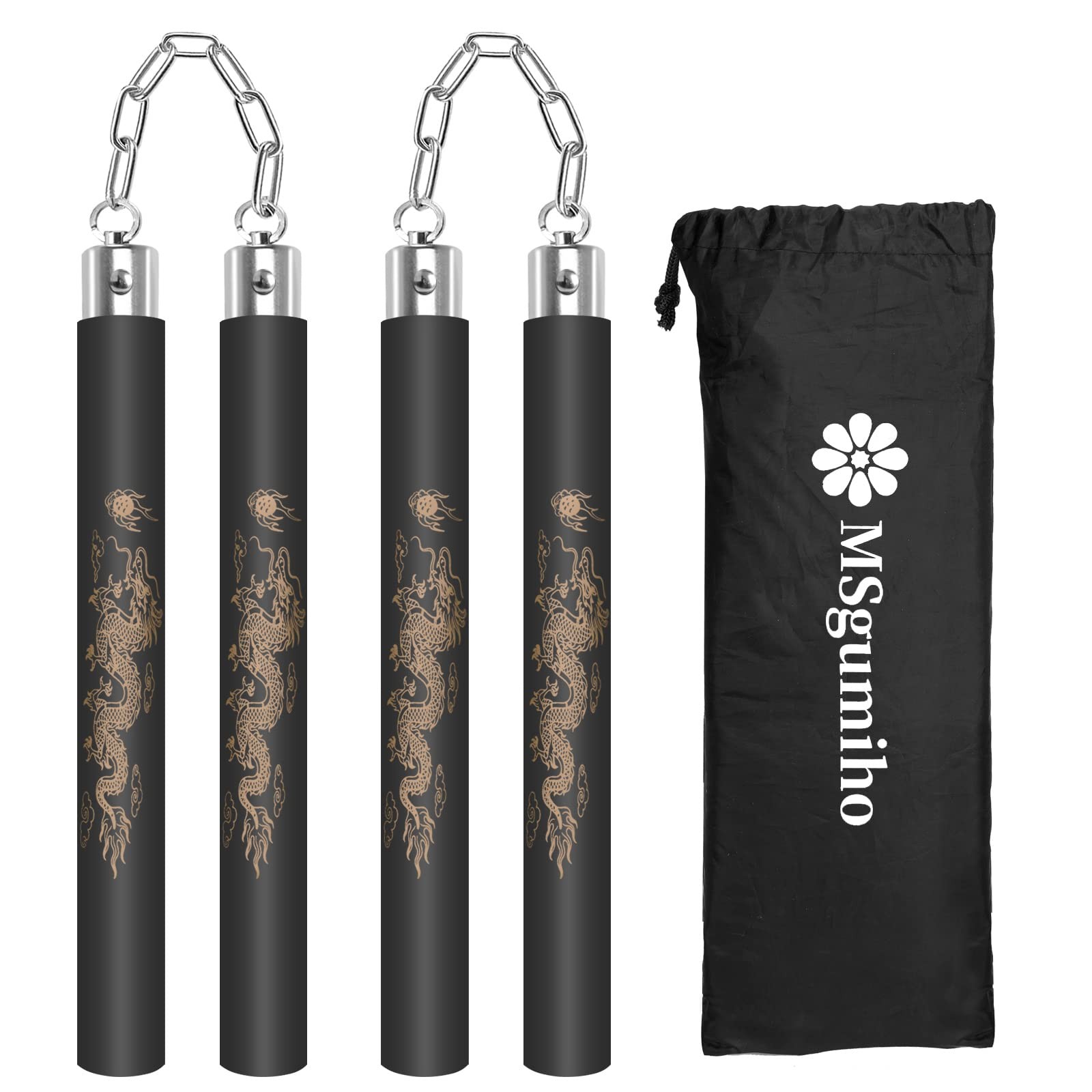 Nunchucks Safe Foam Rubber Training Nunchakus Match with Black
