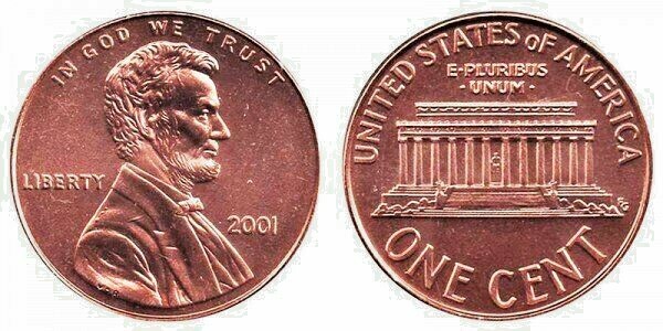 2001 P & D UNCIRCULATED HAND PICKED  LINCOLN CENTS FROM BANK ROLLS (2 COINS)