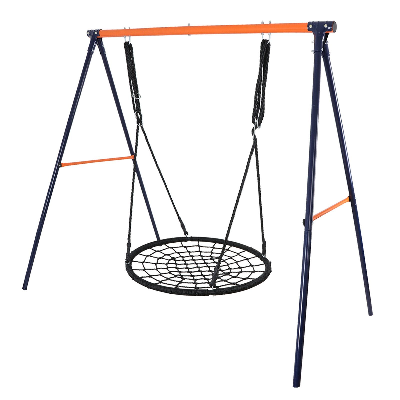 Yellow Powder-Coat Painted Steel Swing Frame + 40" Spider Web Swing Max 600 lbs