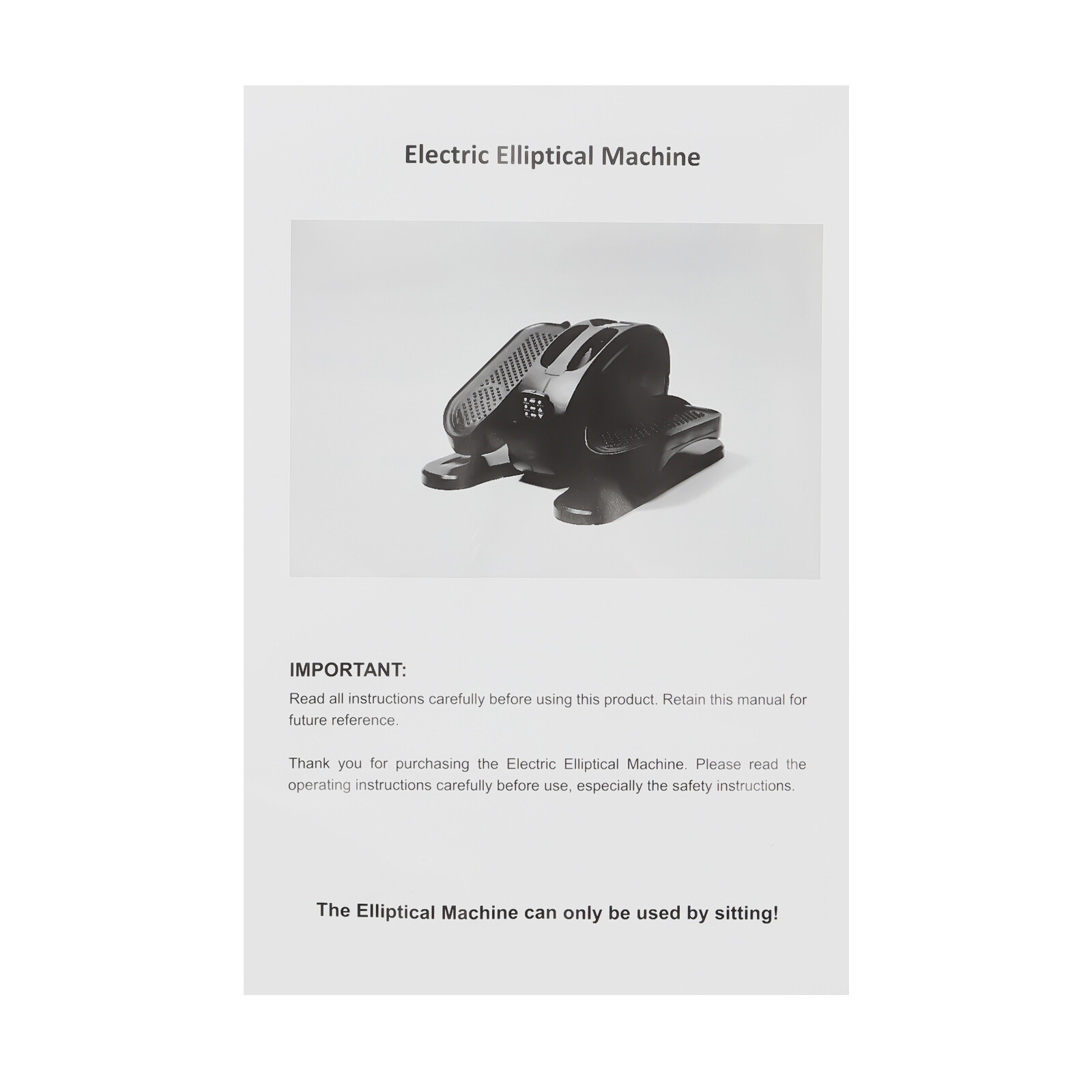 Under Desk Electric Elliptical Machine Leg Exerciser W/ Remote Control Home