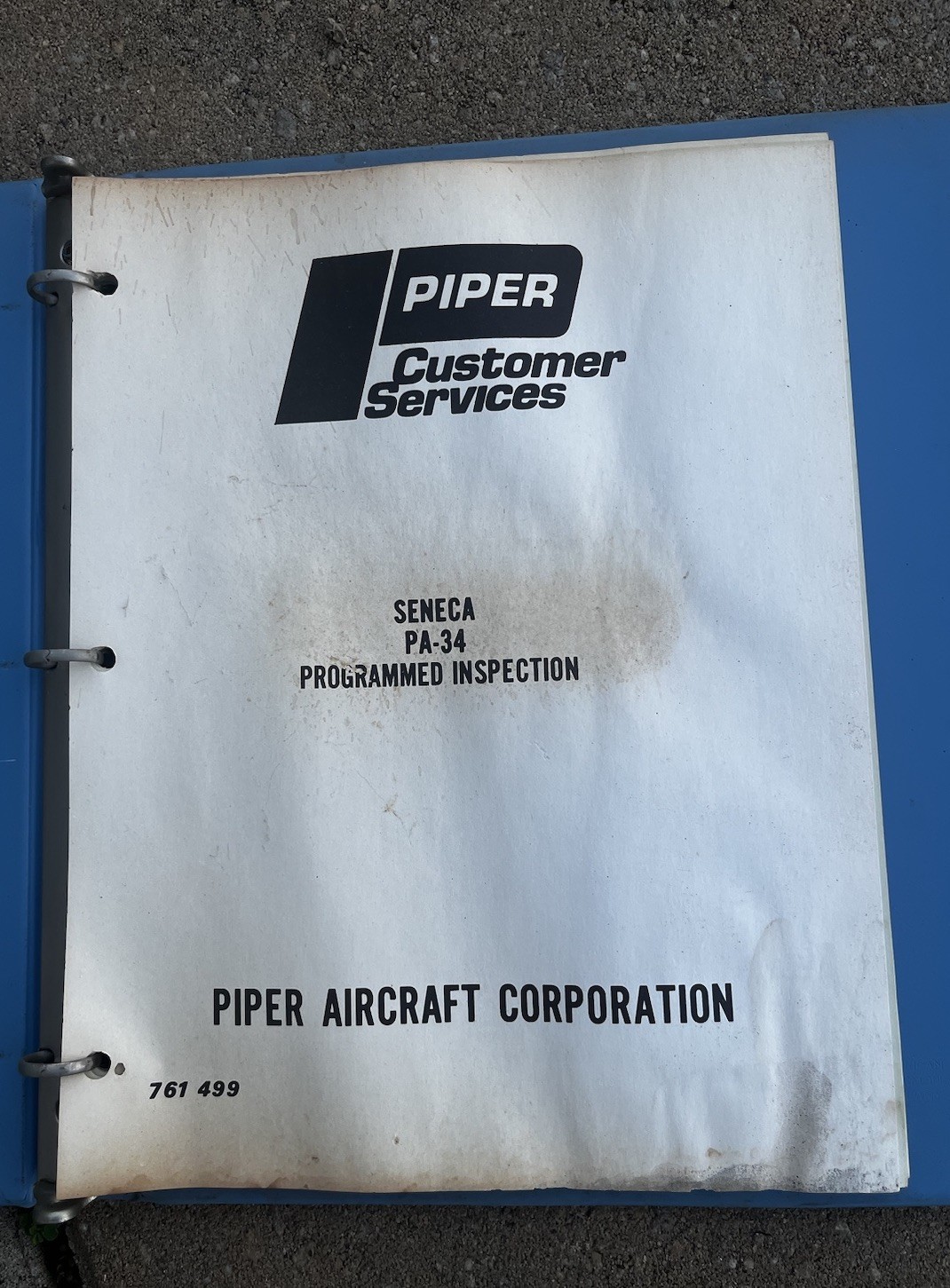 1973 Piper Seneca PA-34 Programmed Inspection 761-499 Original