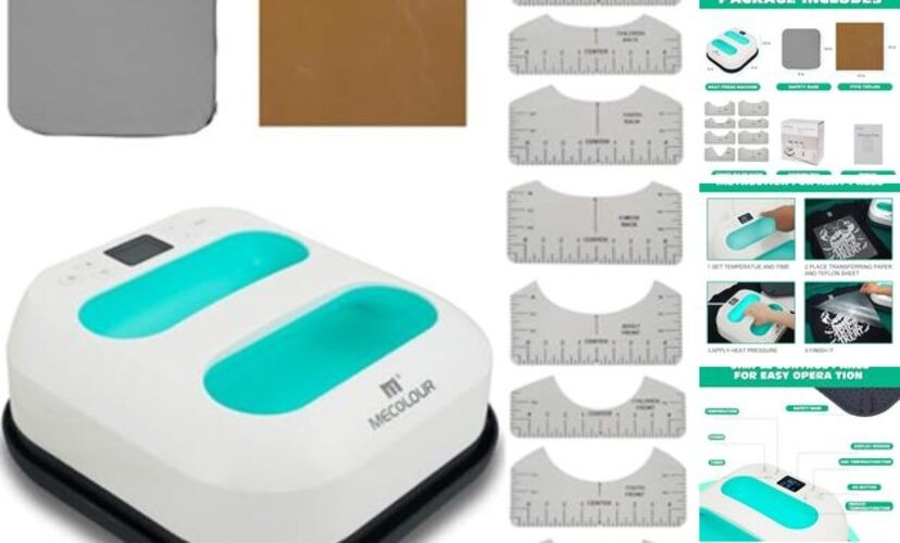 Heat Press Machine for T Shirts, Portable Heat Press 9"X9" with Heat Green