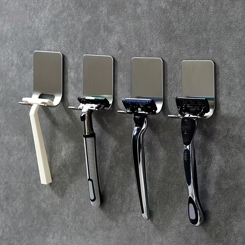 4Pcs Stainless Steel Adhesive Razor Holder Shaver Hanger for Shower Bathroom USA