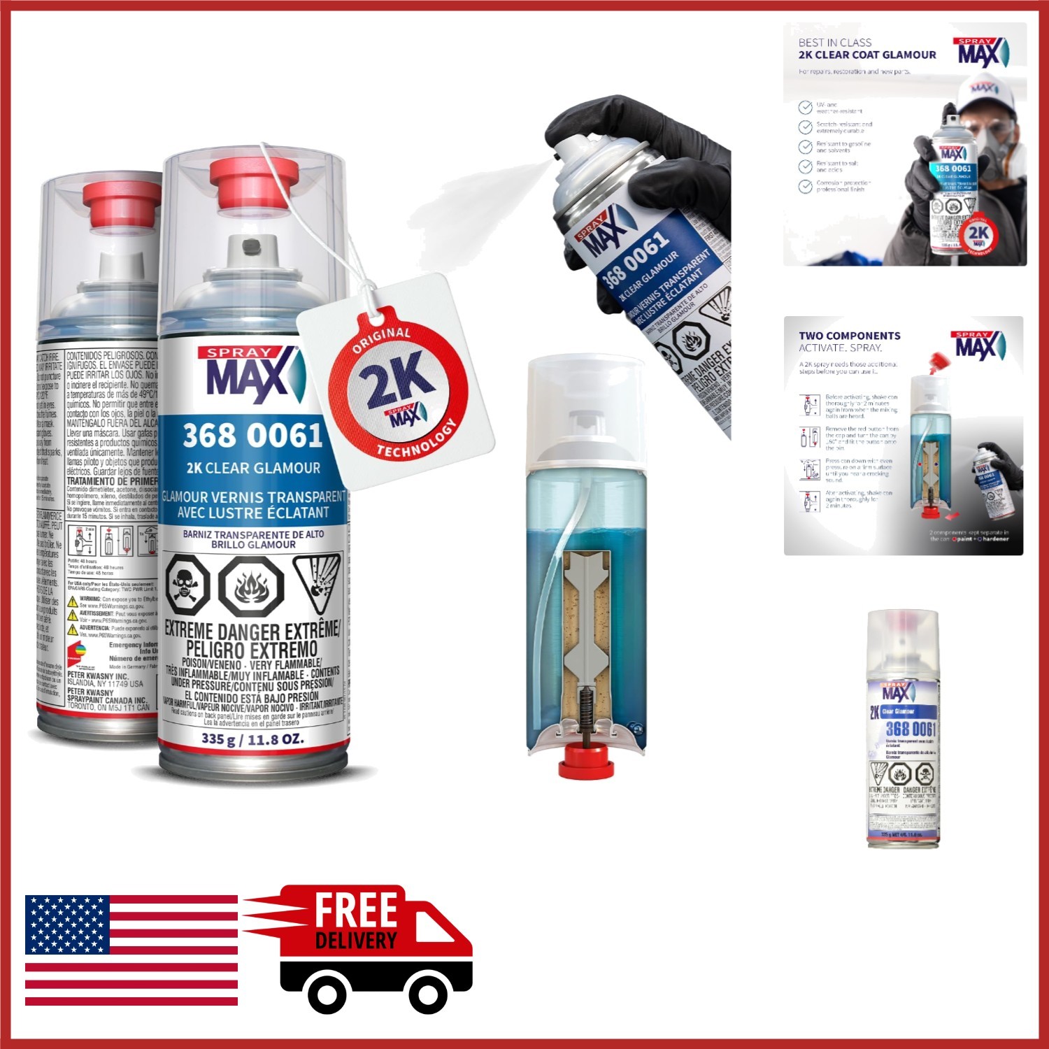Long Lasting High Gloss Clear Coat Spray Paint for Interior/Exterior Use