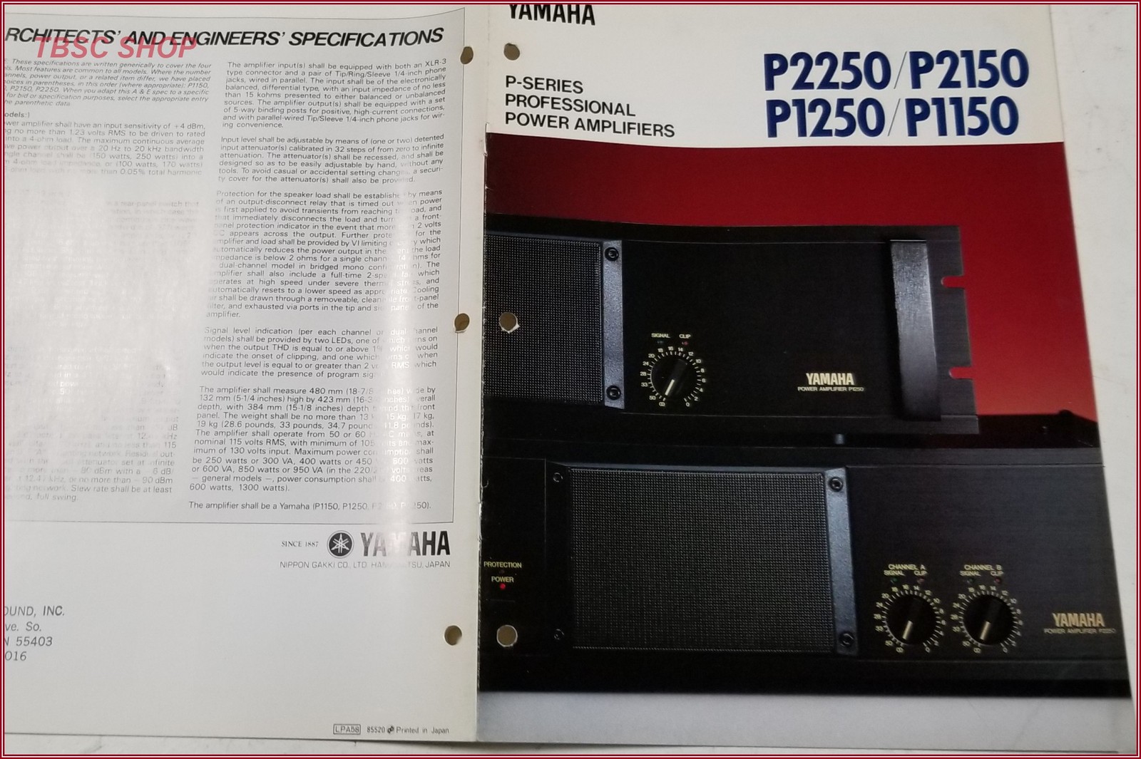 Yamaha P2250 P2150 P1250 P1150 Professional Power Amplifiers Sales Brochure