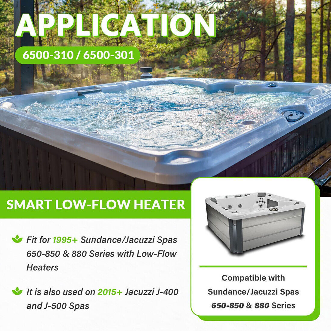 Lo-Flo Heater for Sundance/Jacuzzi Spa Hot Tubs 5.5kW w/Hi Limit Sensor 6500-310