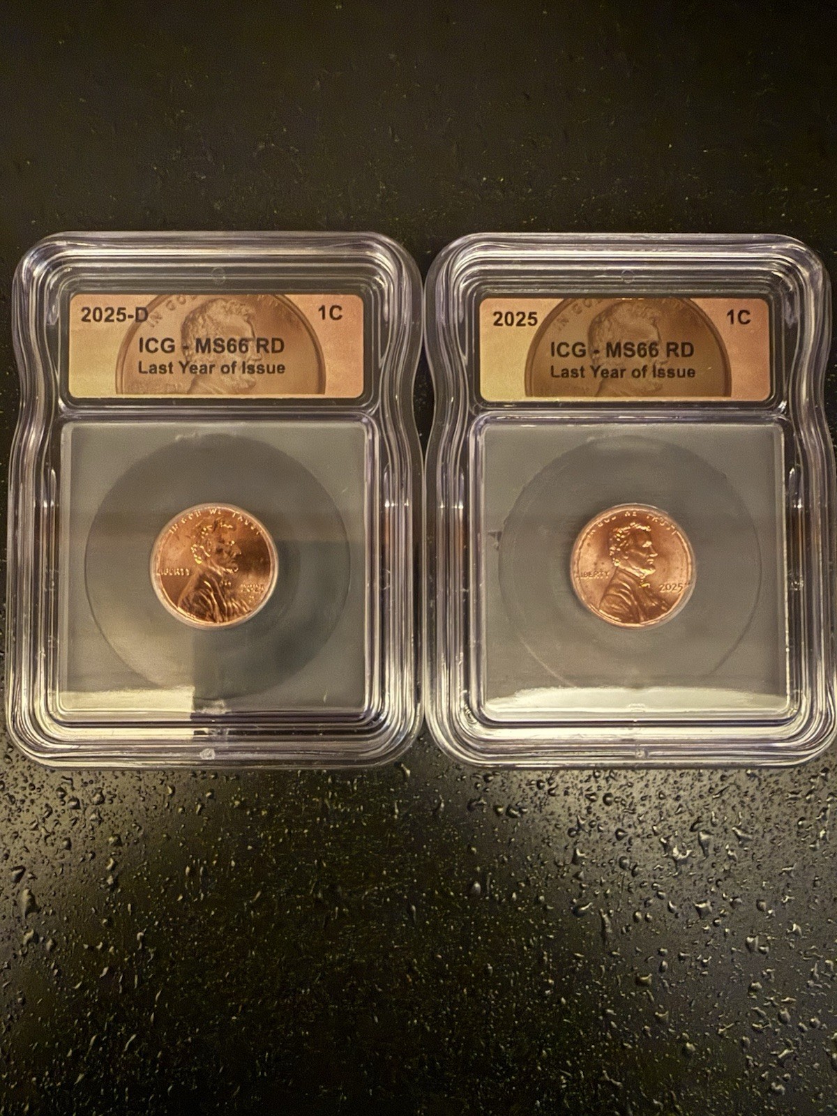 2025 1C, P D Lincoln Shield Penny Coin Last Year of Issue ICG MS66 RD Coin Set