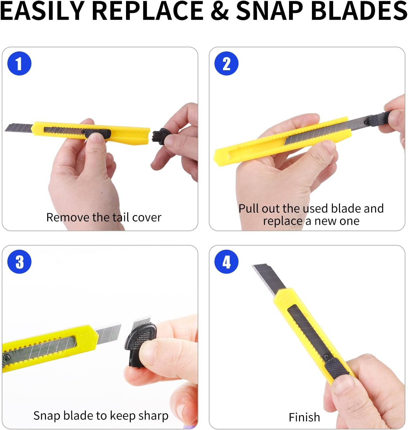4 Pack Mini Box Cutter Utility Knives - Retractable Razor Blade Set