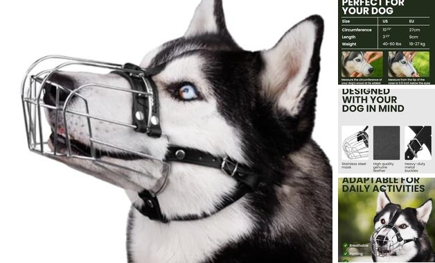Dog Muzzle Adjustable Durable Metal Wire Stainless Steel Husky & Doberman