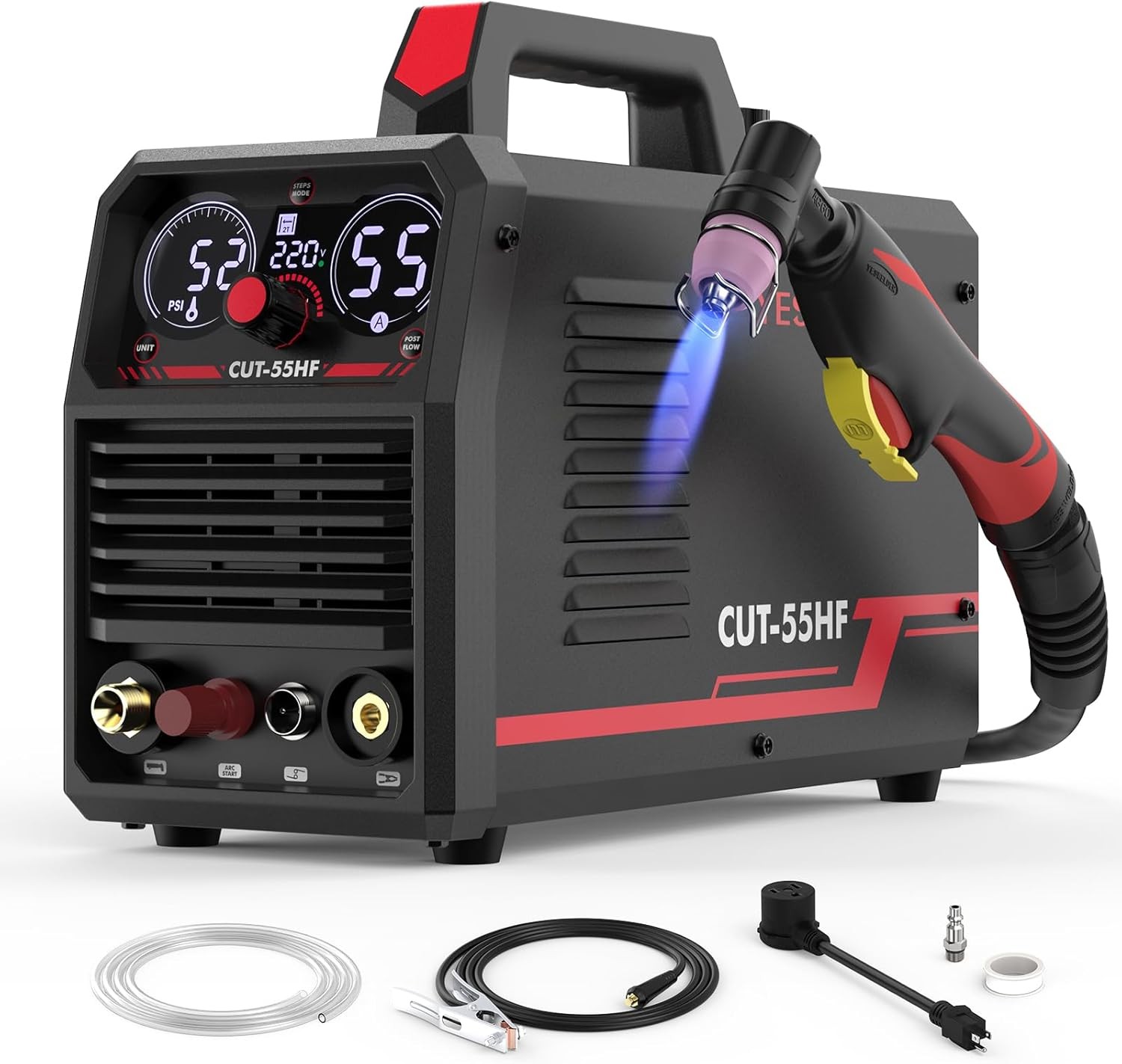 55 Amp High Frequency Plasma Cutter, Dual Voltage with Large Digital Display