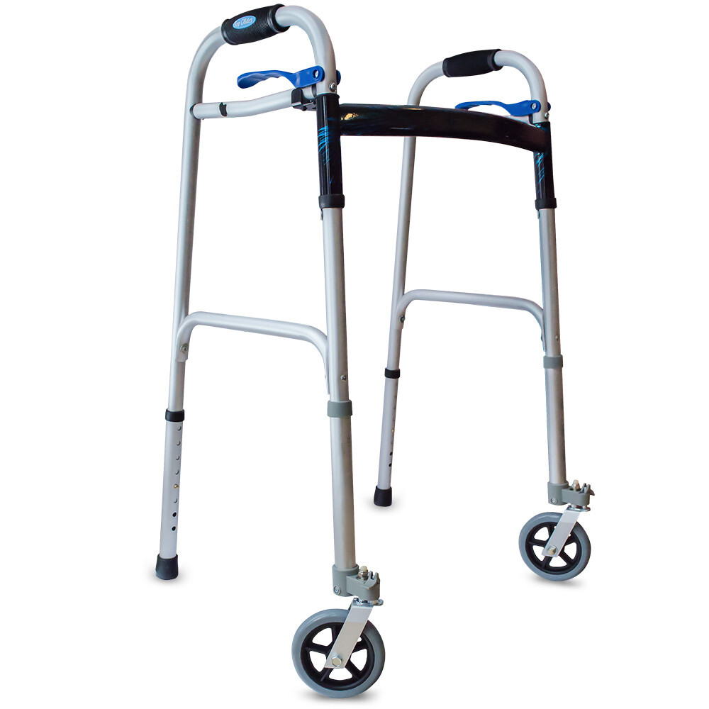 Top Glides Swivel/Lock Walker 5" Front Wheels Kit with Universal FlexFit Ski