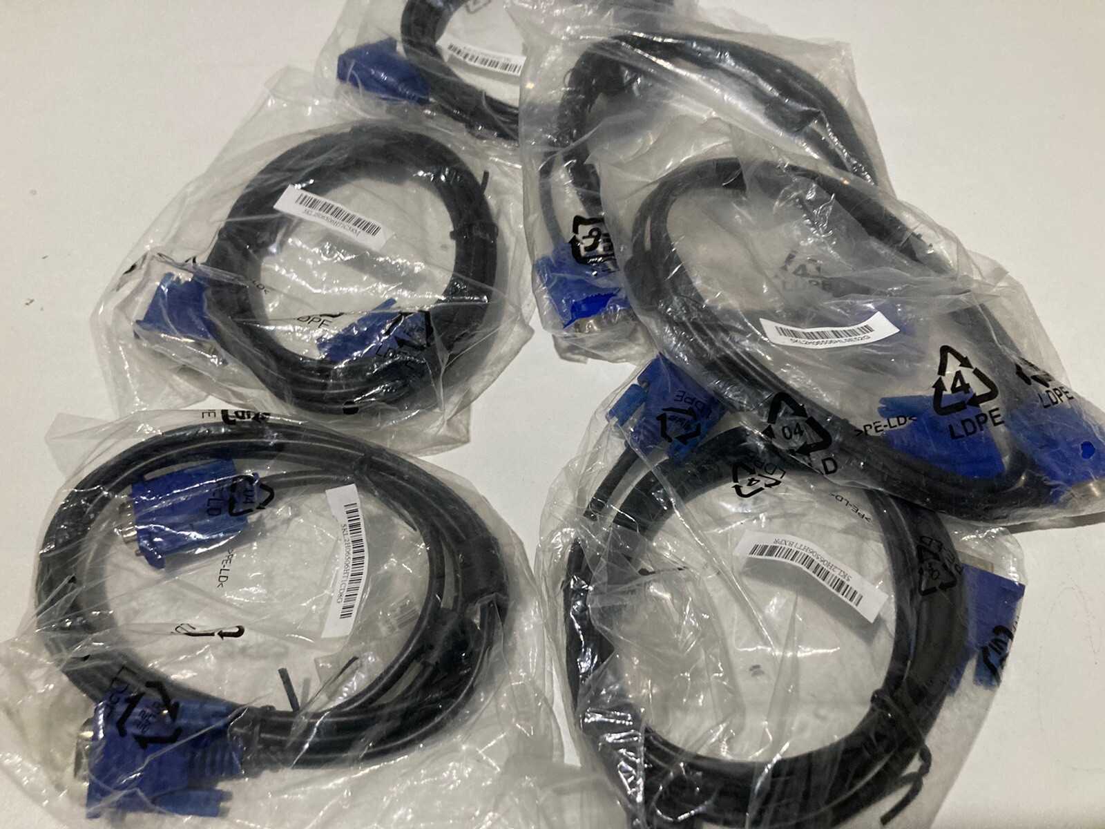 Lot of 6 NEW OEM Genuine Dell 6' VGA Cable  15 Pin Male to Male 5KL2H065 SVGA