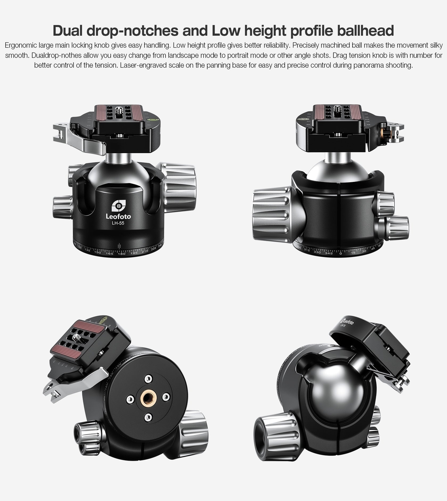 Leofoto Tripod w/100mm Bowl+Platform |Outdoor Shooting w/ Head- LM-403CX+LH-55LR