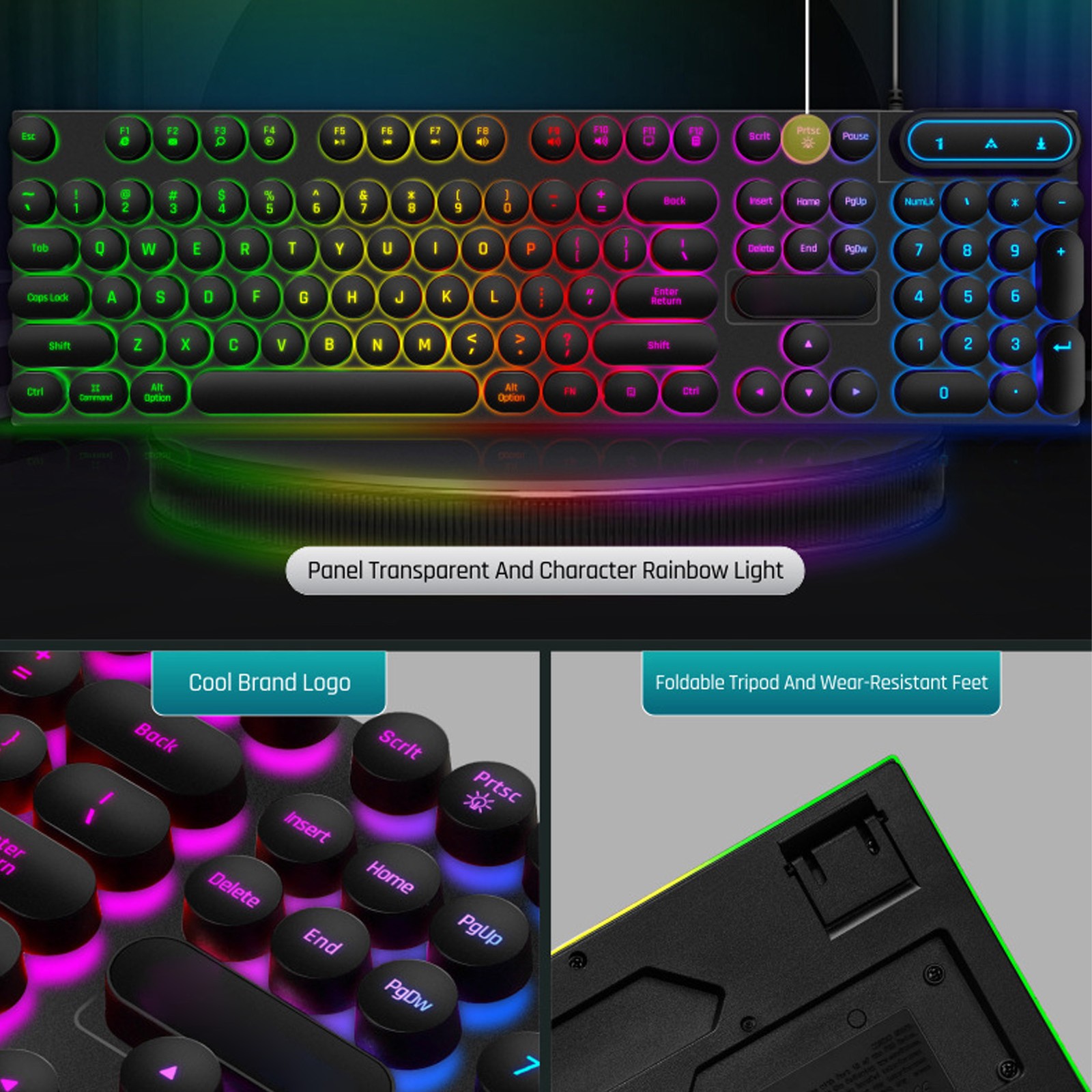 USB Gaming Keyboard 104 Keys Ergonomic Backlit For Desktop Excellent