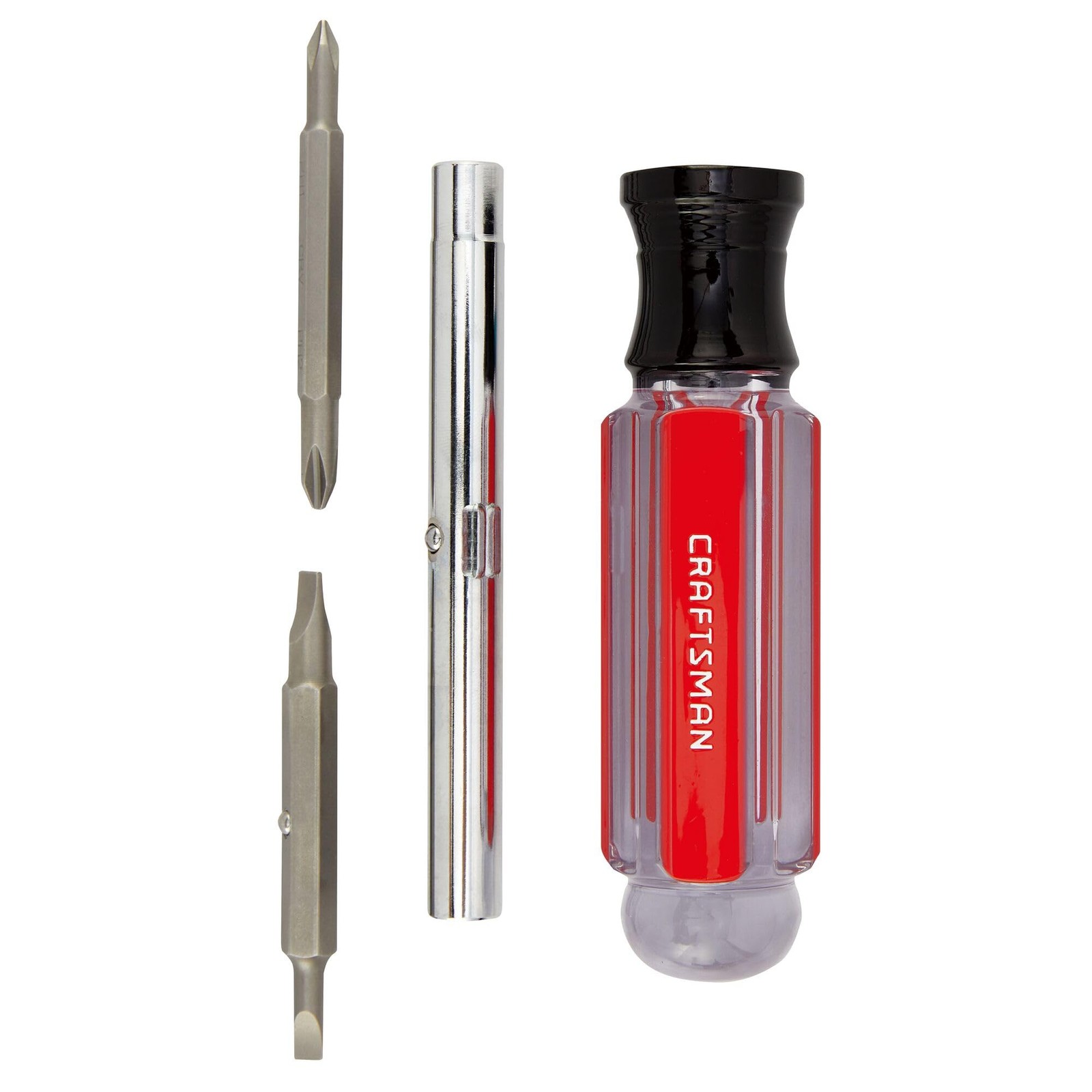 CRAFTSMAN Screwdriver Multi-Bit Set, 6 in 1, Acetate Handle (Pack of 1), Red