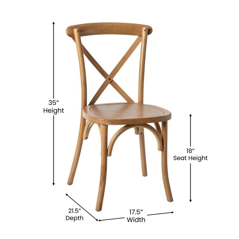 Bistro Style Cross Back Light Brown Wood Stackable Restaurant Dining Chair