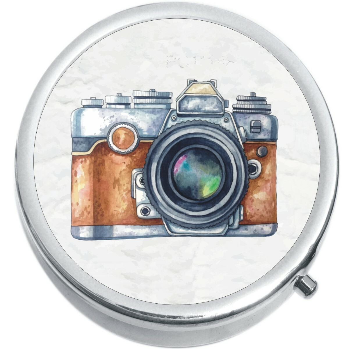 Watercolor Camera  Medicine Vitamin Pill Box
