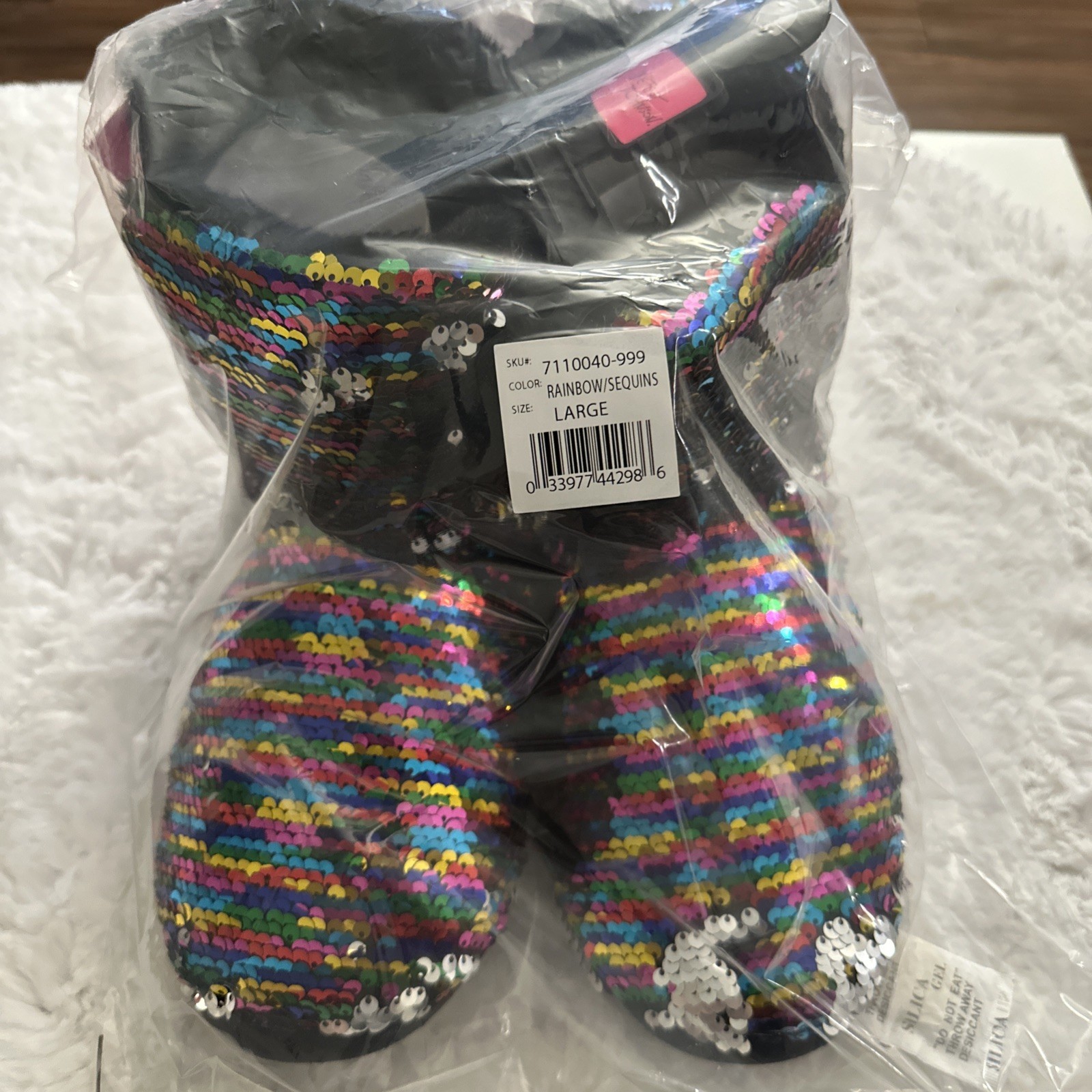 Betsey Johnson Rainbow Flip Sequined Bootie Slippers Large 9-10 New With Tags