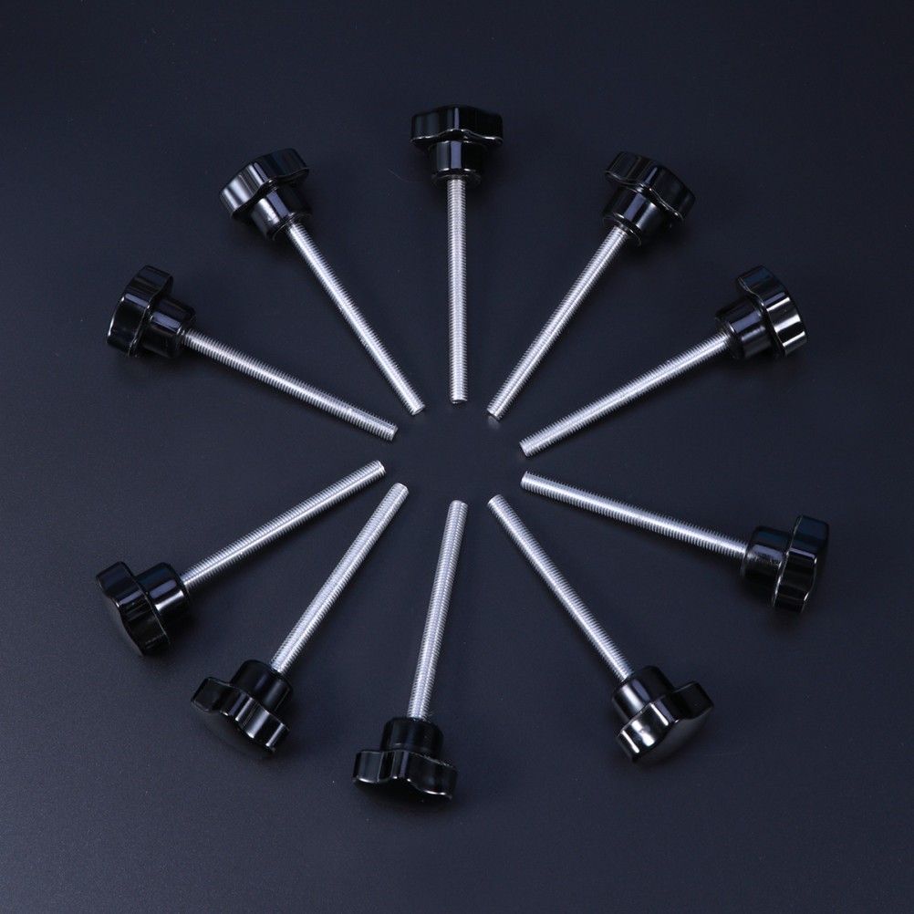 10 PCS M5x60 Hole Five Star Screw Grips Clamping Knobs (Black)