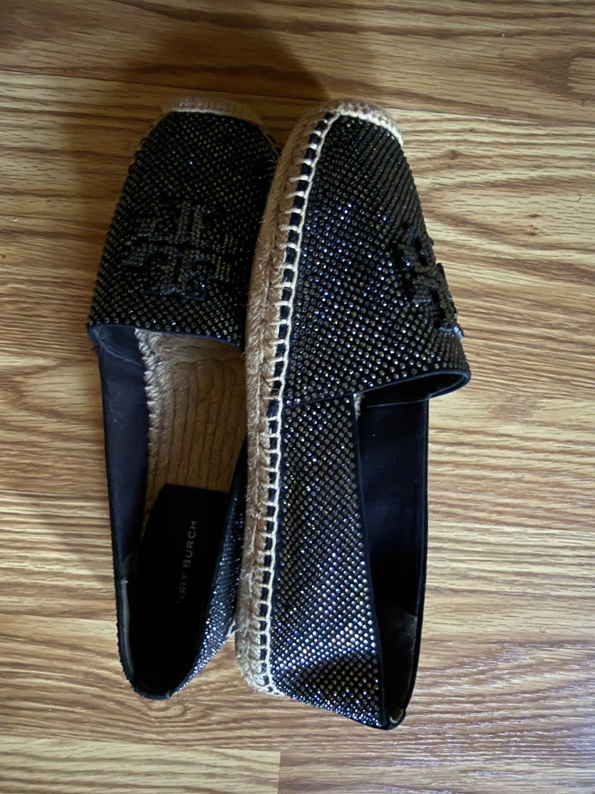 Tory Burch Everly Espadrille Royal Suede in Perfect Black Size 7