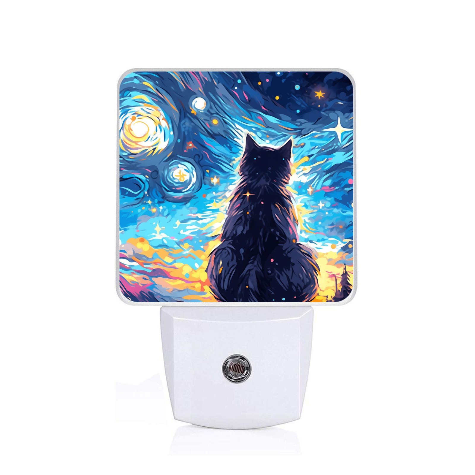 Black Cat Night Light, Plug-into Wall Starry Night Nightlight Lamp with Dusk ...