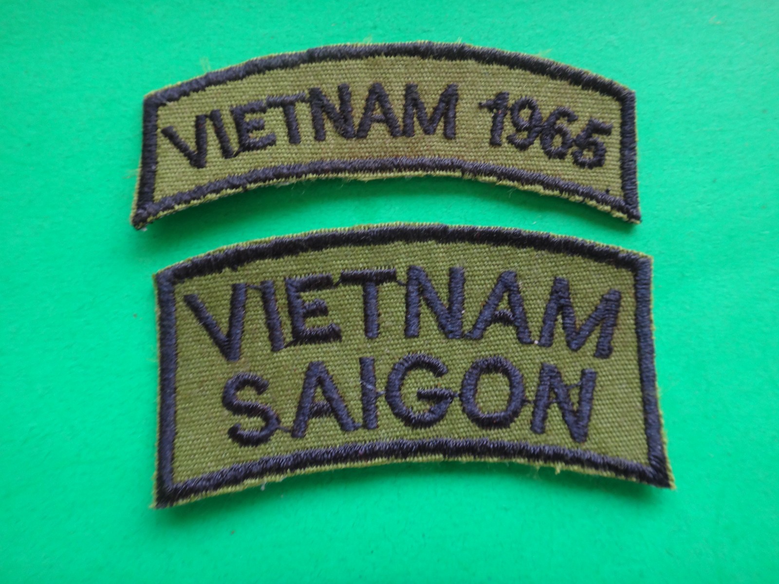 2 Subdued Arcs Patches: VIETNAM 1965 and VIETNAM SAIGON From Vietnam War Era