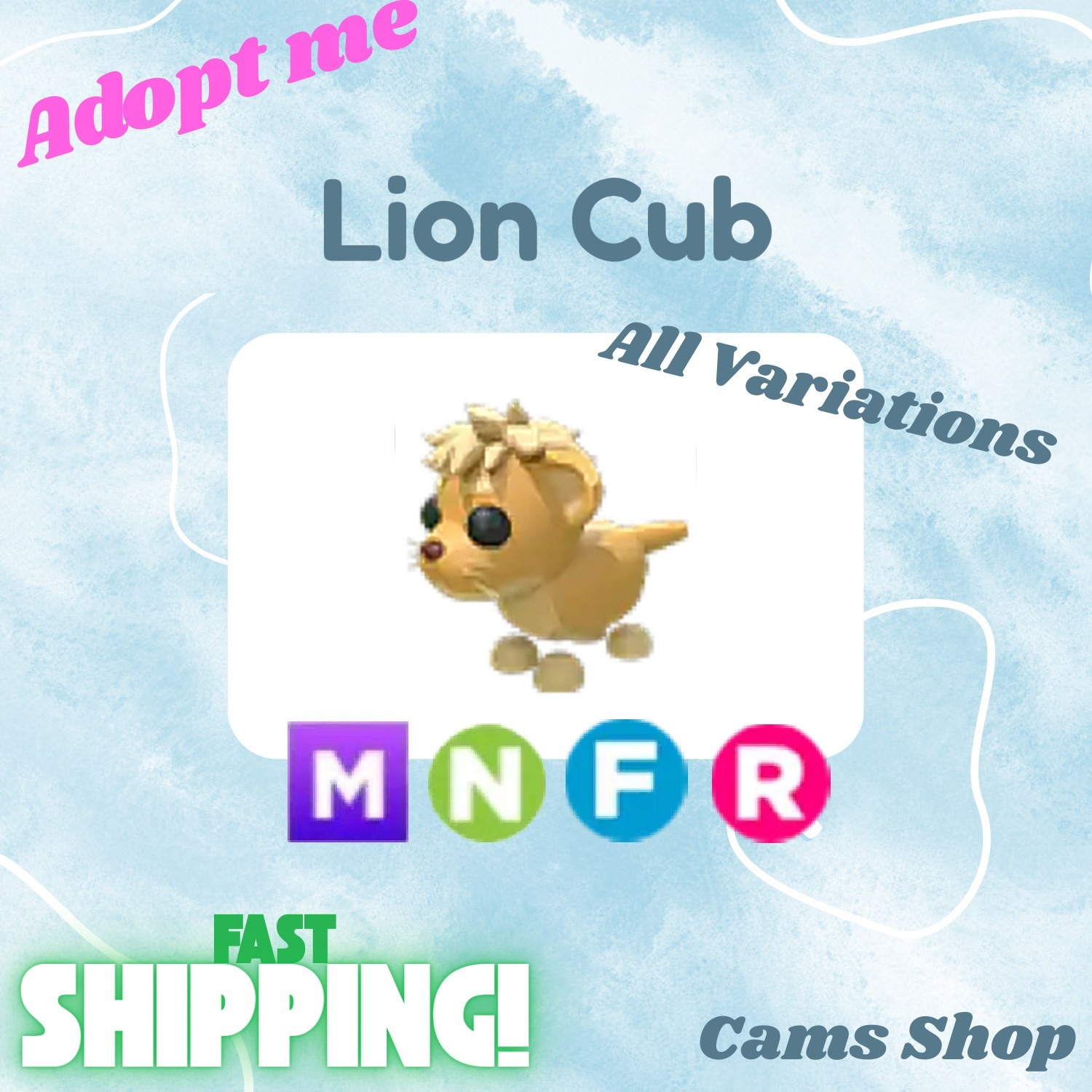 Lion Cub | All Variations No Pot, FR, NFR, Mega, MFR - Adopt From Me Pets