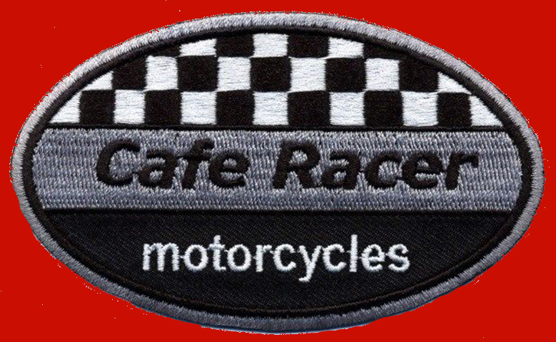 CAFE RACER CHECKER FLAG EMBROIDERED OVAL 3.5 INCH  PATCH