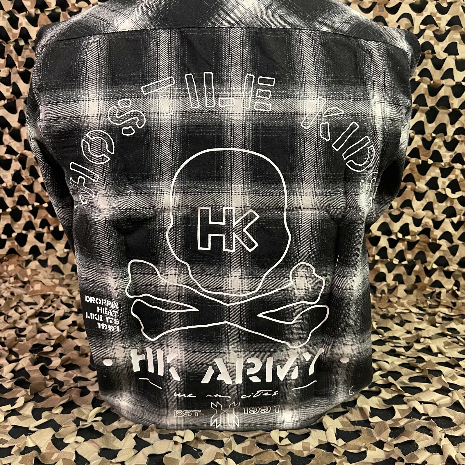 NEW HK Army Collide Button Up Flannel - Black - Small