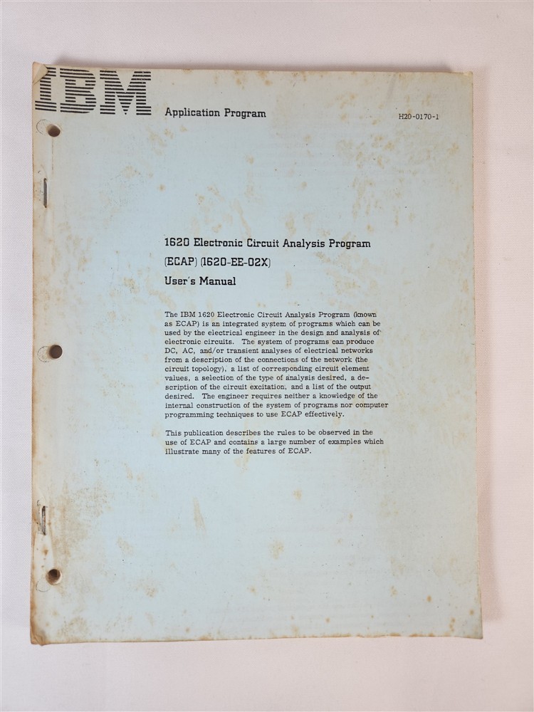 IBM Application Program ~ 1620 Electronic Circuit Analysis Program User's Manual