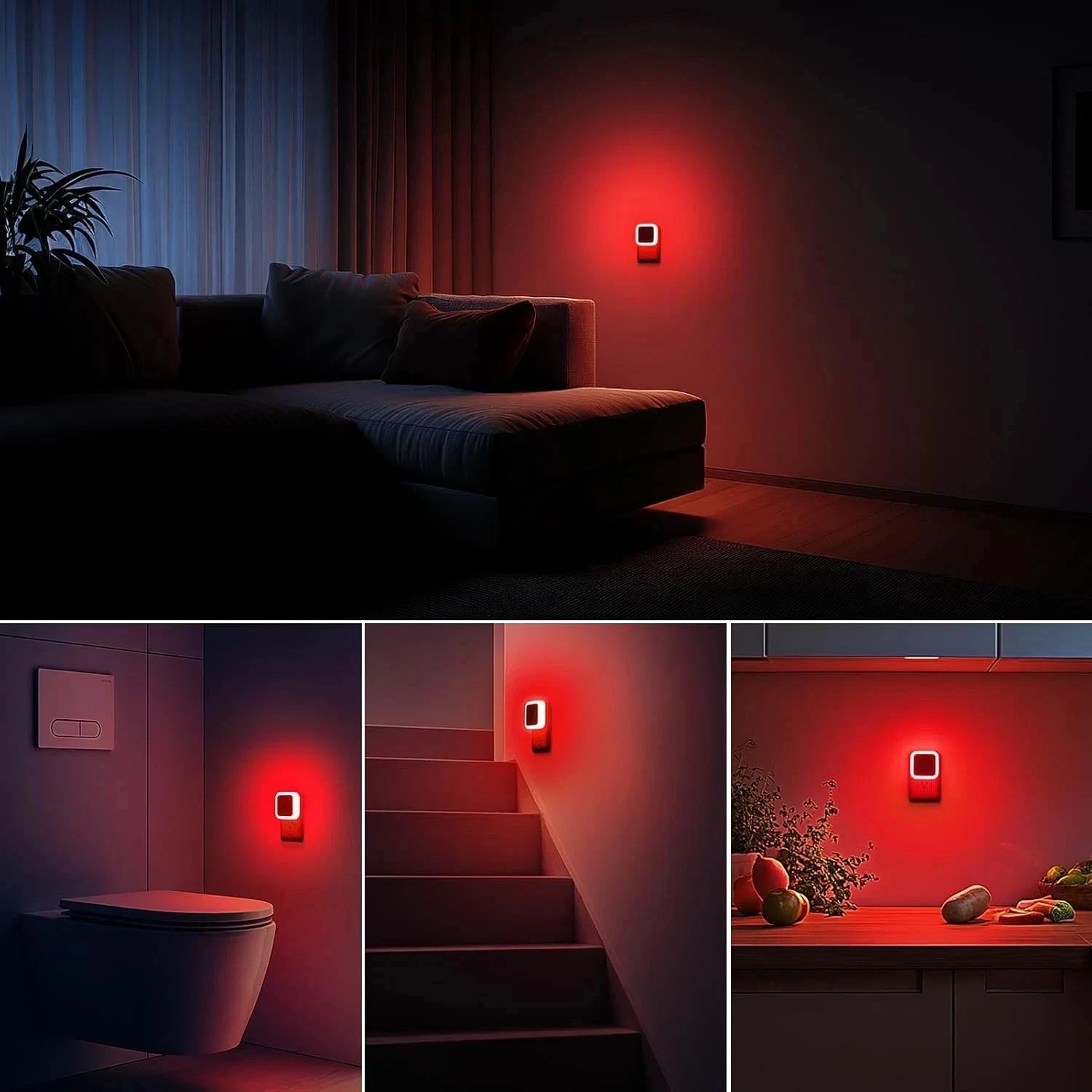 Red Night Light Plug Into Wall 4 Pack Dusk to Dawn Sensor LED Nightlight Bedroom