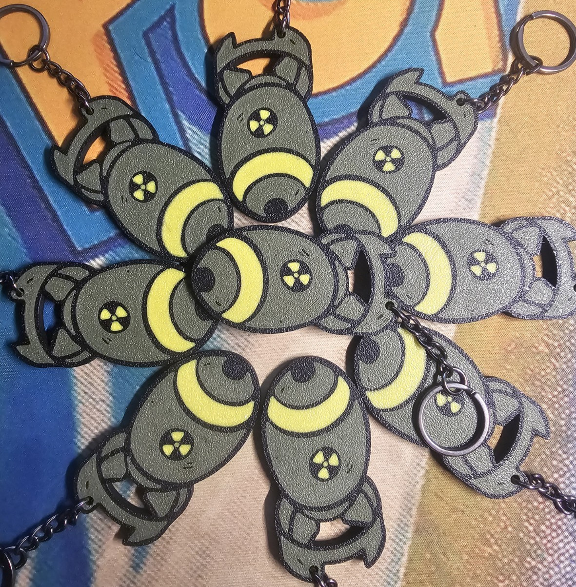 3D PRINTED FALLOUT NUKE KEYCHAIN NOSTALGIA RETRO BETHESDA SOFTWARE