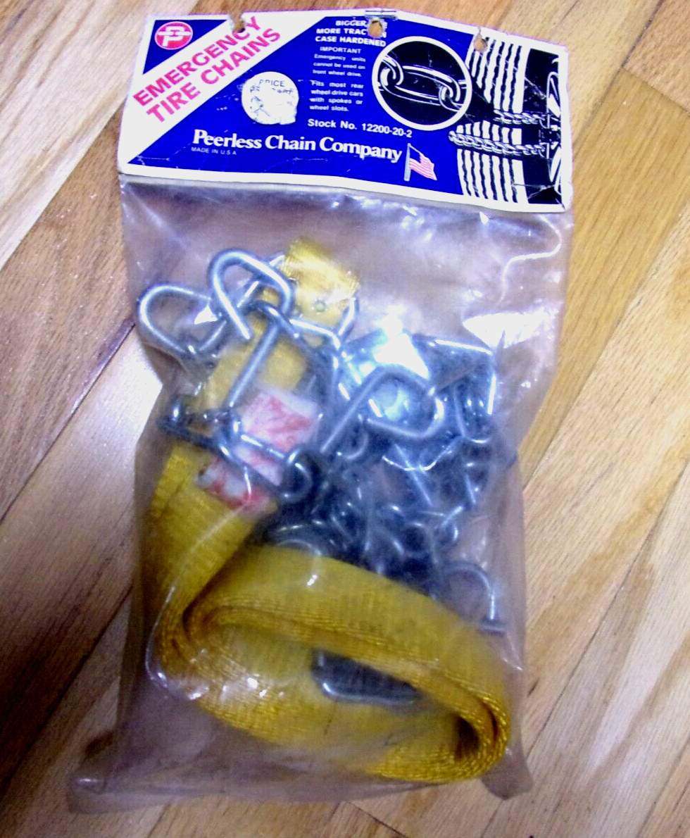 Peerless Emergency Strap On Tire Chains Fits Passenger Cars Set Of 2 NOS