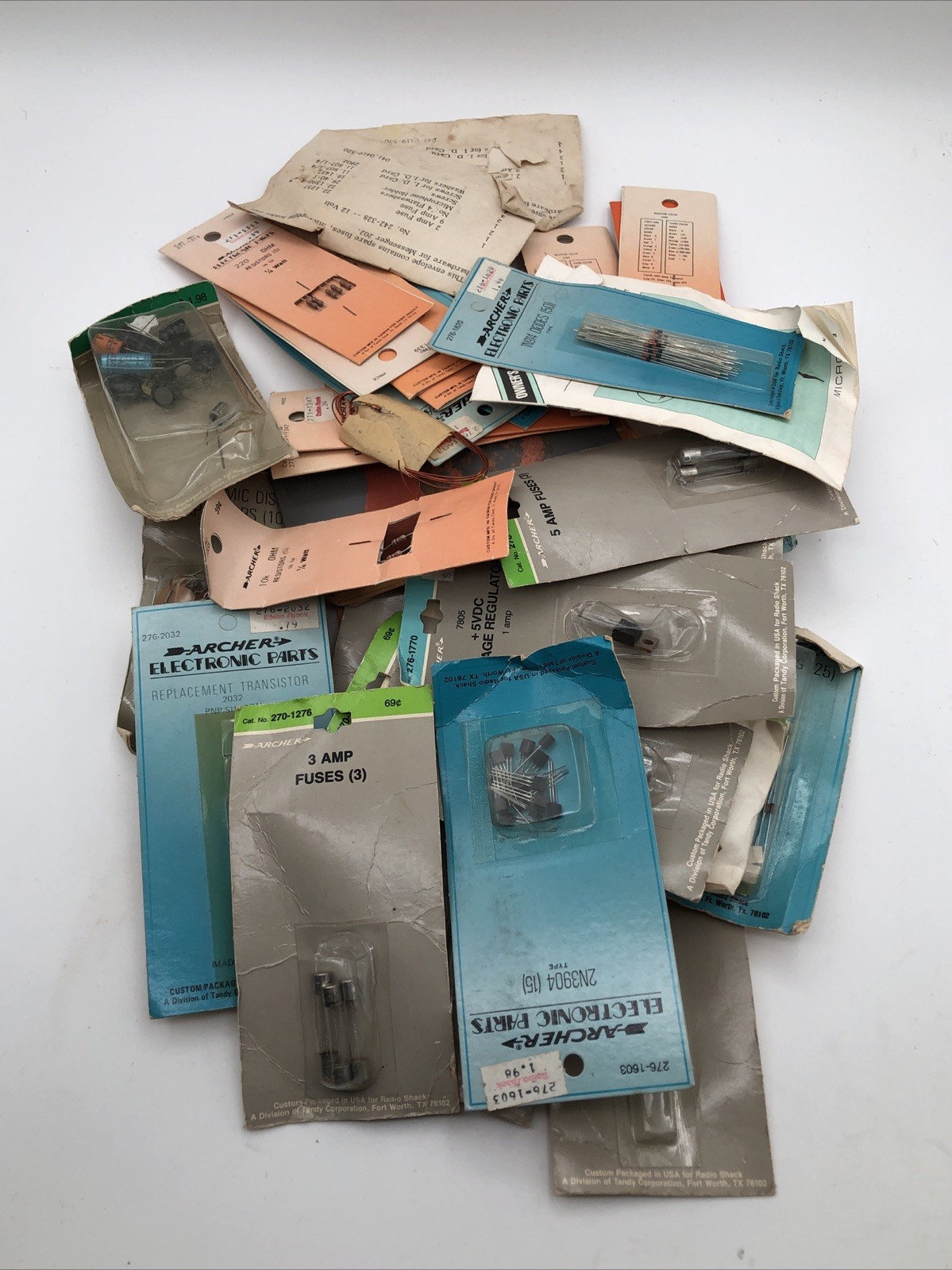 Vintage Archer Radio Shack Parts Lot New NOS Capacitors Fuses Resistors & More