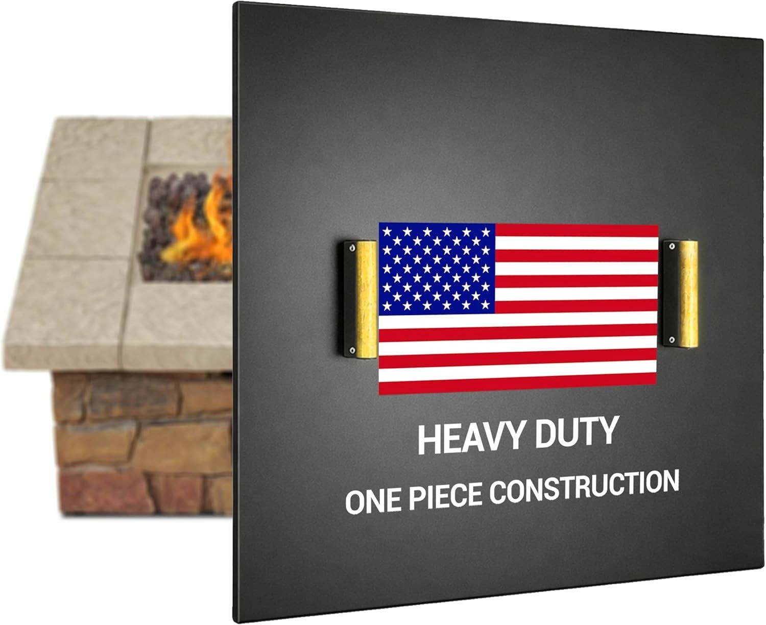 FEBTECH 30" Square Fire Pit Snuffer Lid for 28" FirePit with Wooden Handles