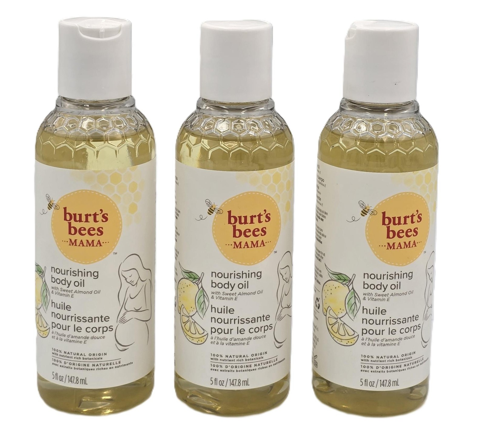 Burt's Bees Mama Body Oil with Vitamin E, 100% Natural Origin, 5 oz (3 Pack)