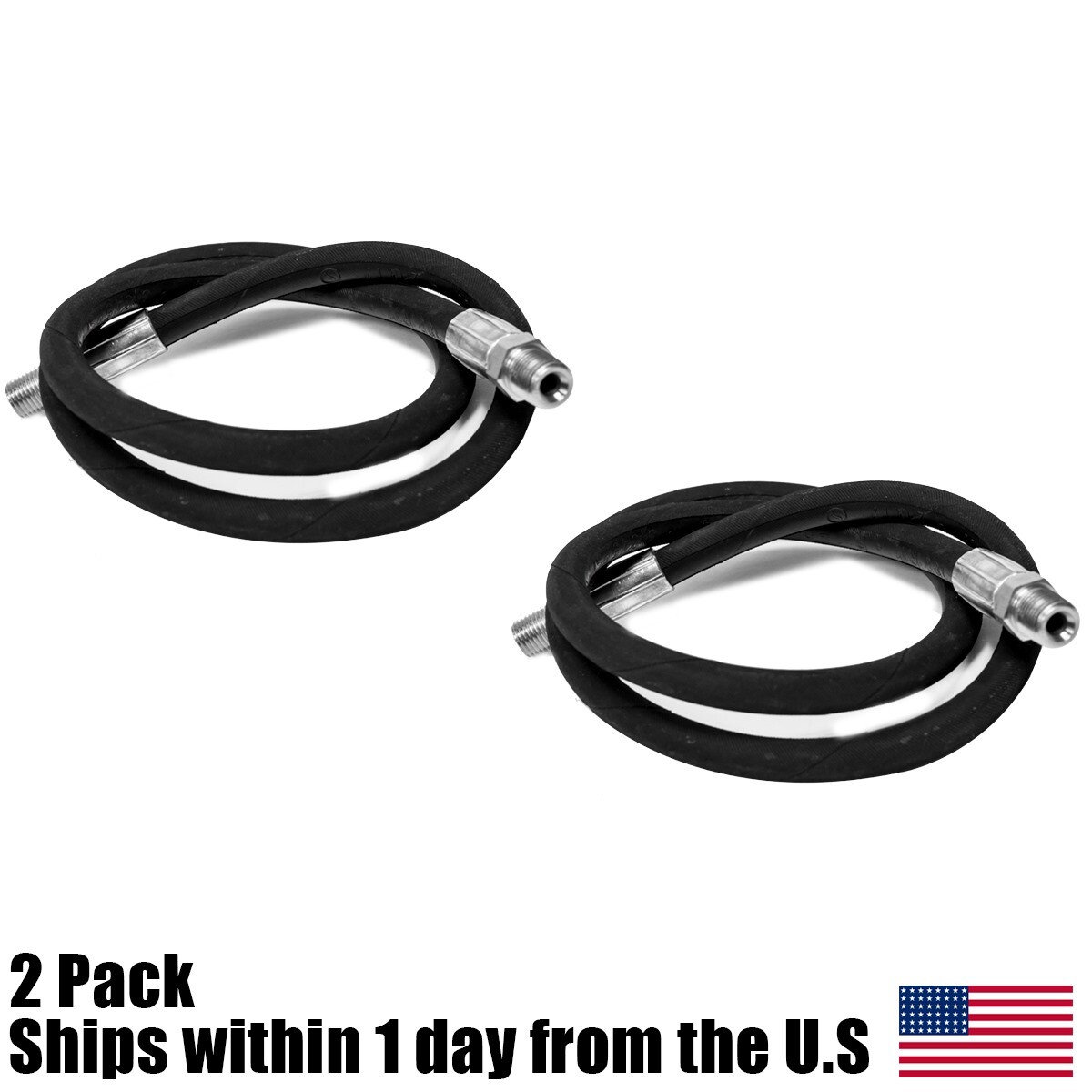2PK 1/4" x 38" Snow Plow High Pressure Angle Hose Fits Fisher Products 4424