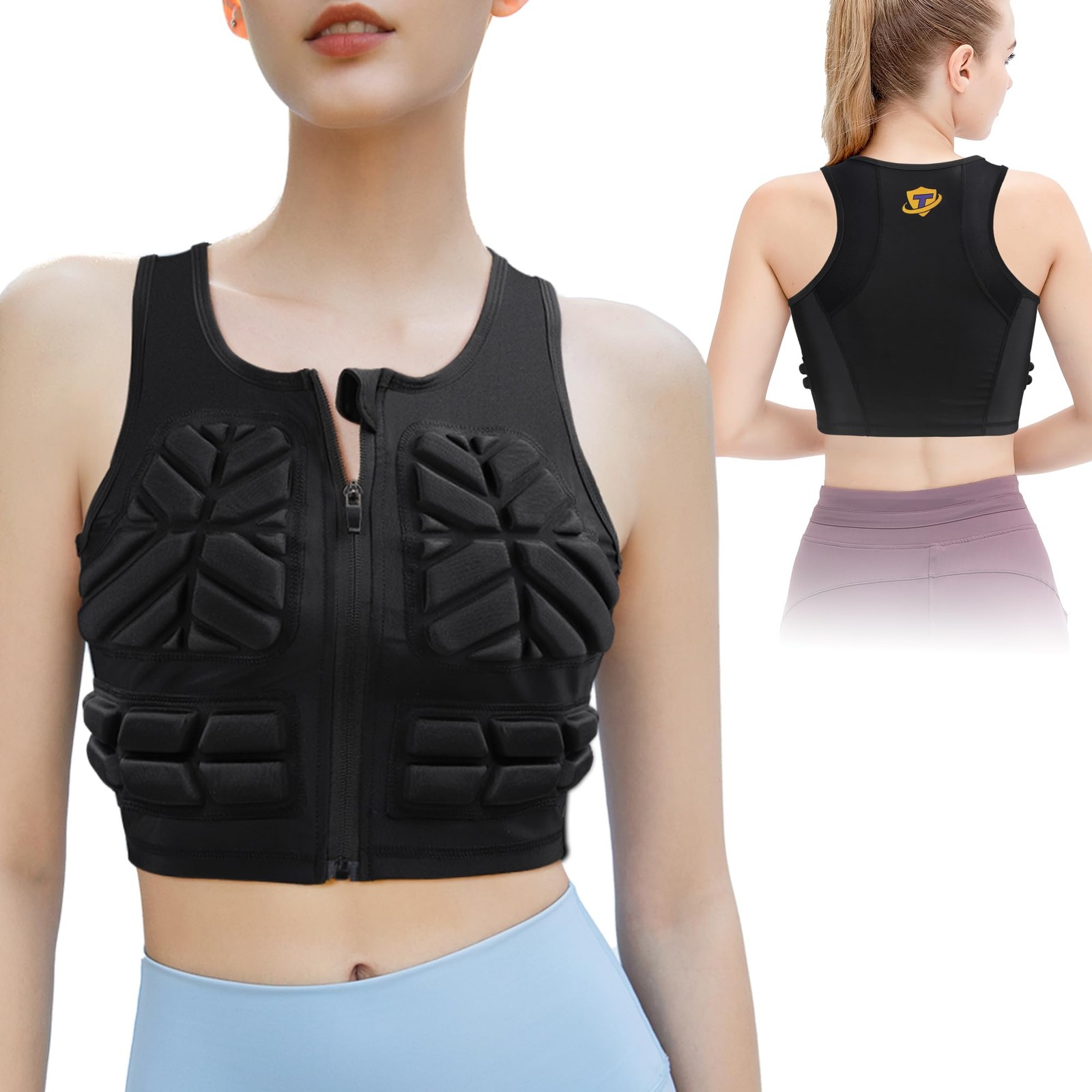 Women Chest Rib Protector Vest for Baseball Softball Padded Compression Vest ...