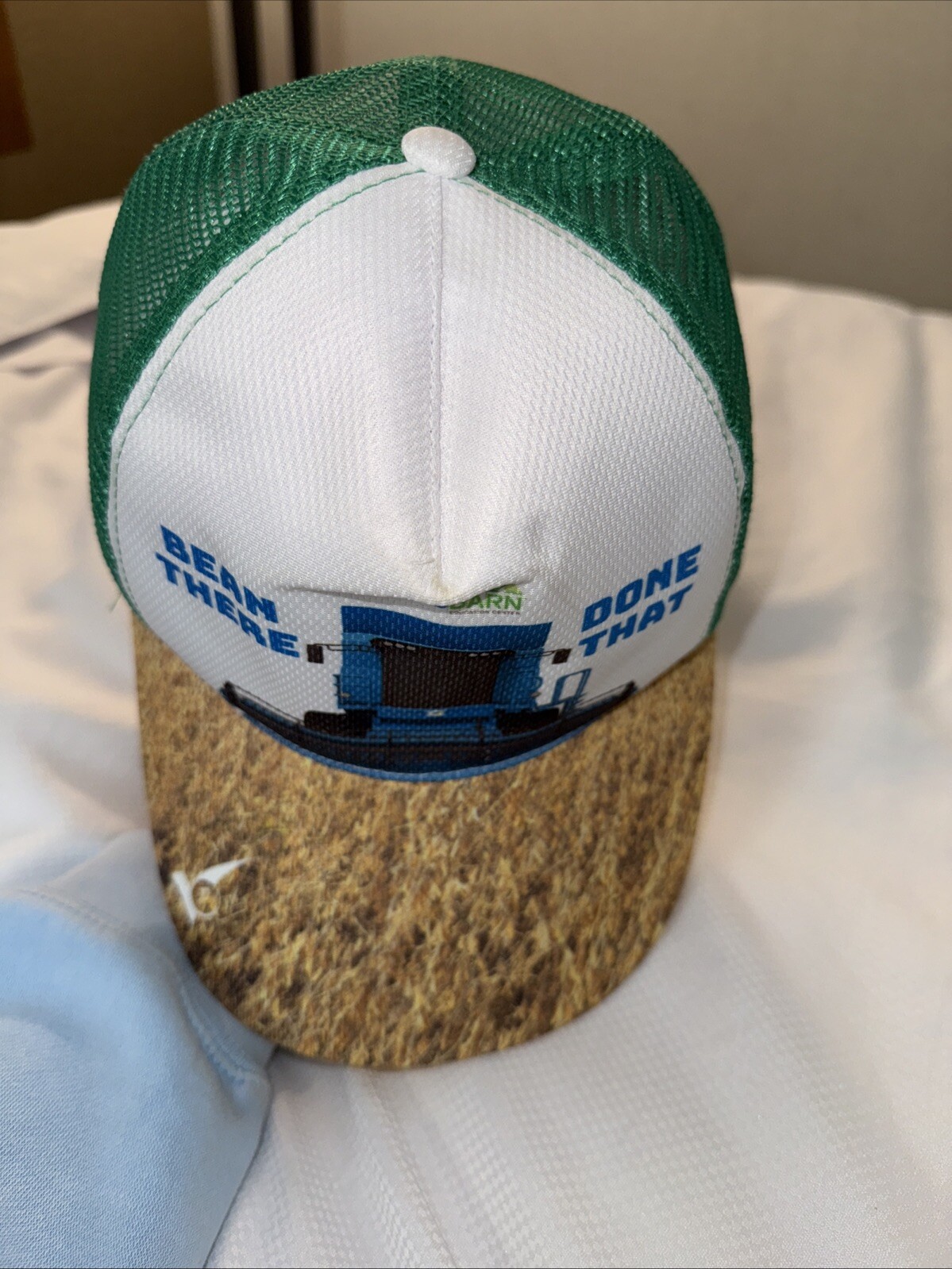 BEAN There Done That White Multicolor trucker Hat Cap Snapback green Mesh EUC