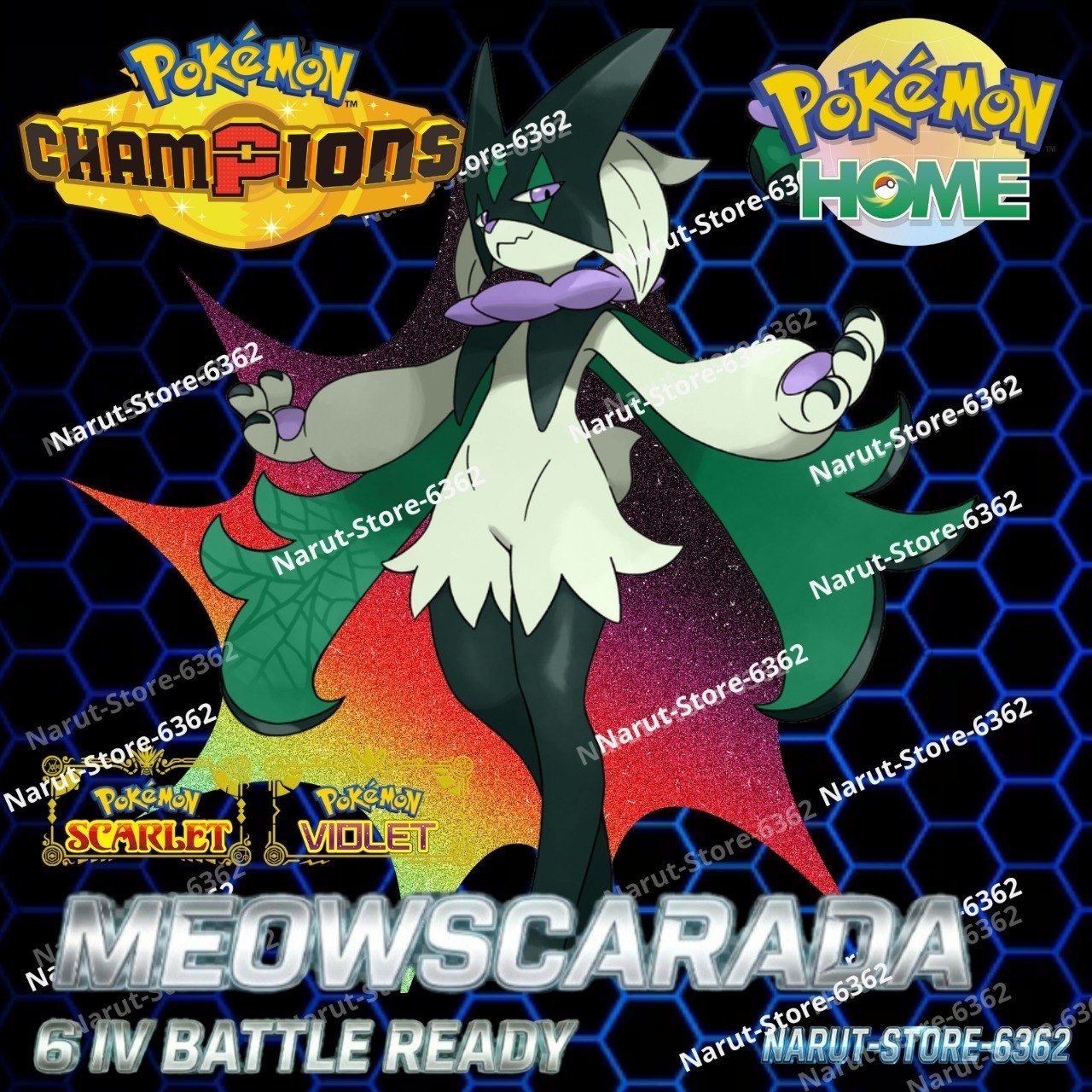 MEOWSCARADA🔥6IV SHINY POKEMON HOME🔥Pokemon CHAMPIONS BATTLE READY