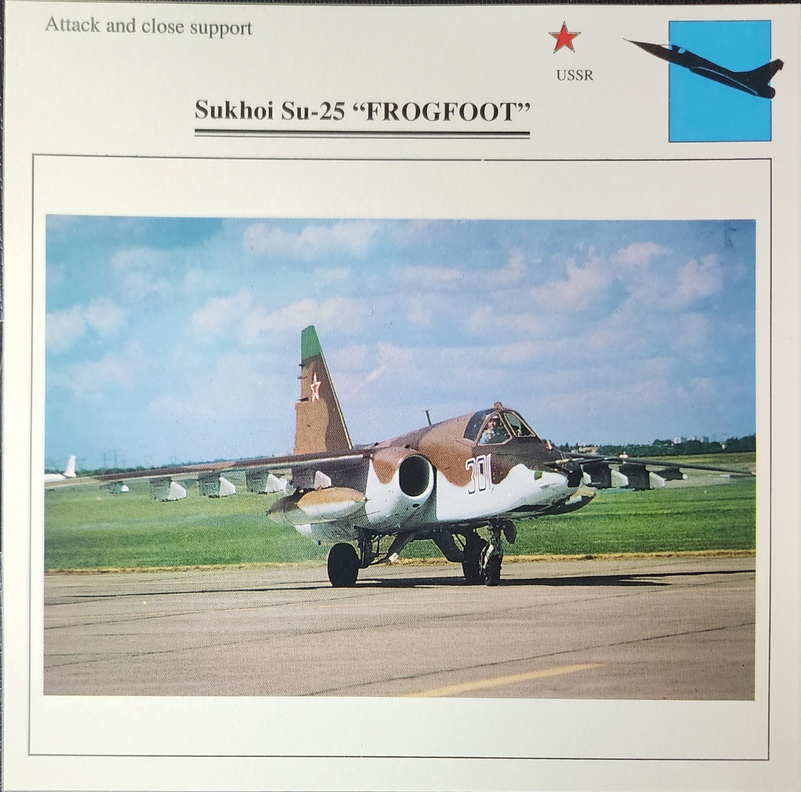 Su 25 Frogfoot Sukhoi Plane Picture Original Vtg Aircraft Collector Card