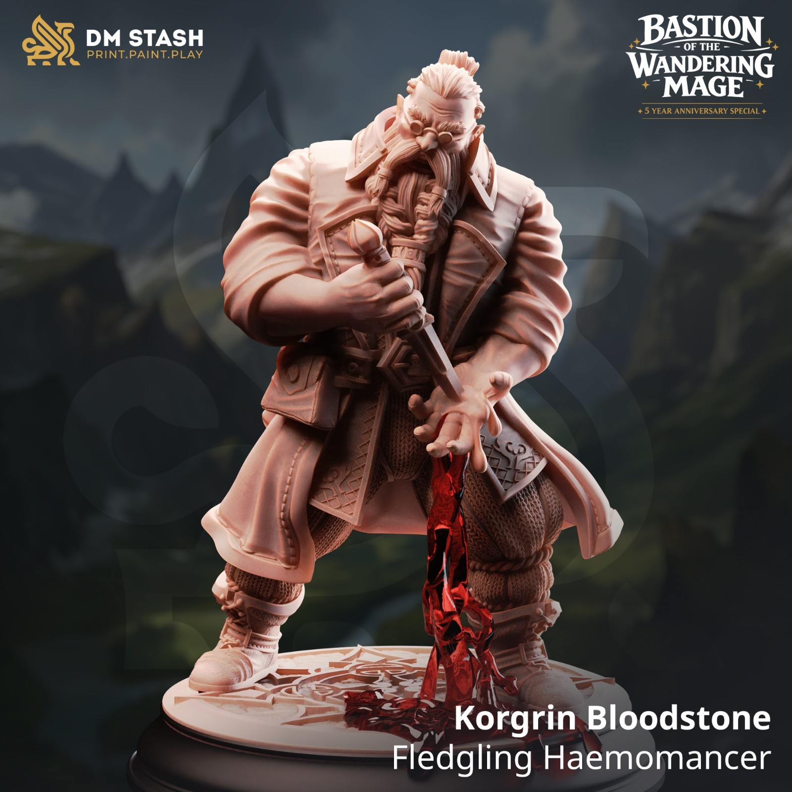 Dungeons & Dragons Dwarf Sorcerer Miniature - Korgrin - DnD RPG Wargames