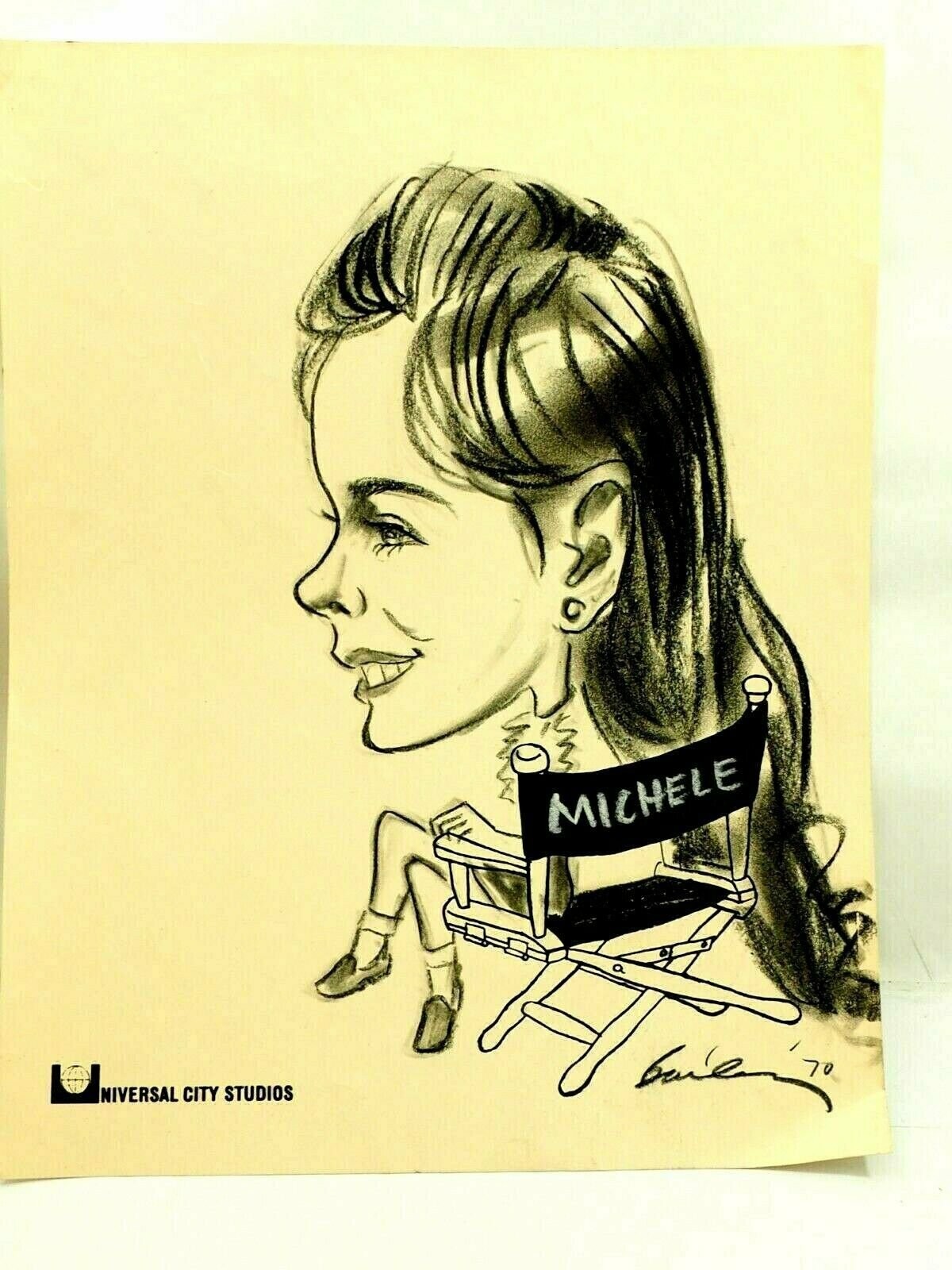 Universal City Studios Souvenir Caricature Picture of Michele 1970 11x14"