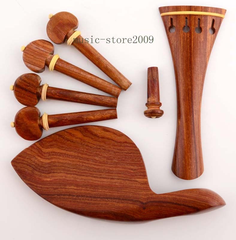 5 sets Rosewood Violin Parts Accessories,Fiddle Tailpiece Chinrest Pegs Endpin