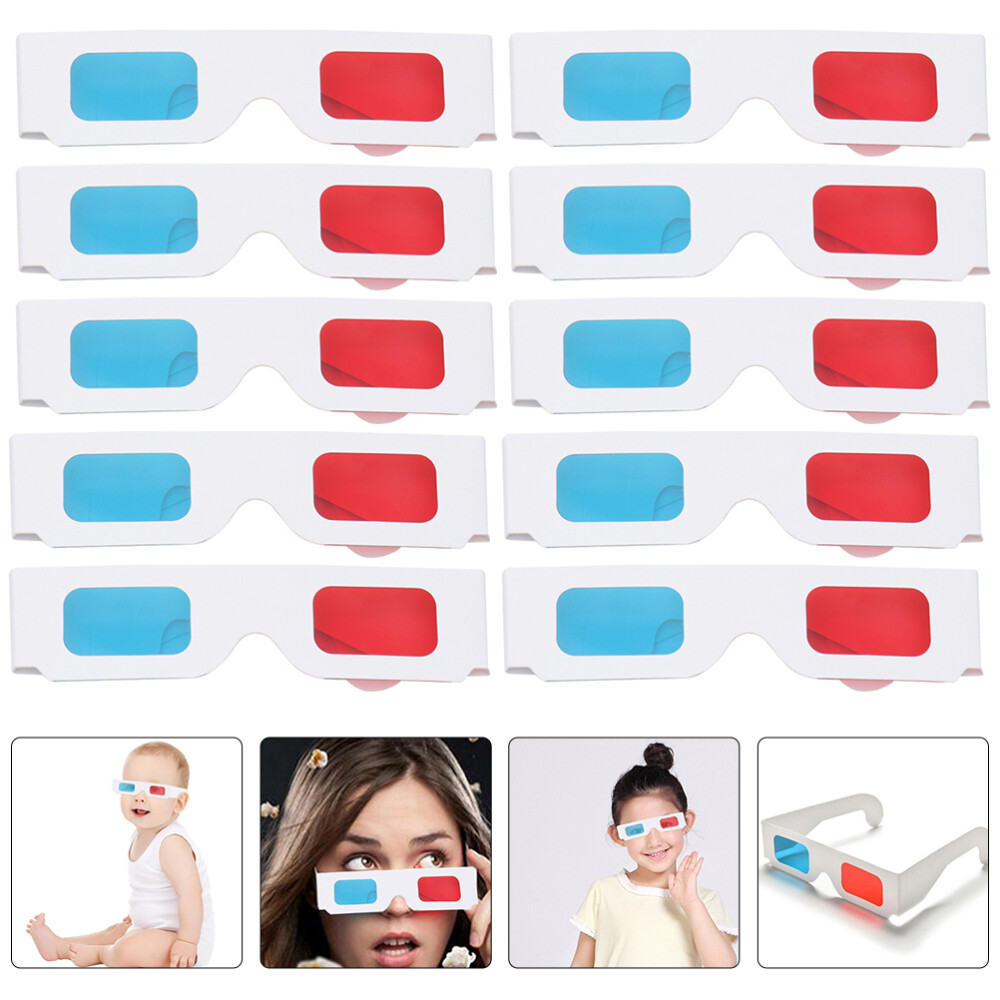 10 Pcs Safe Paper 3d Glasses For Movies for Movie Home Viewing