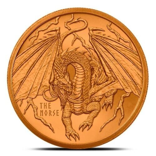 World of Dragons Series - Norse - 1 oz  .999 BU copper round