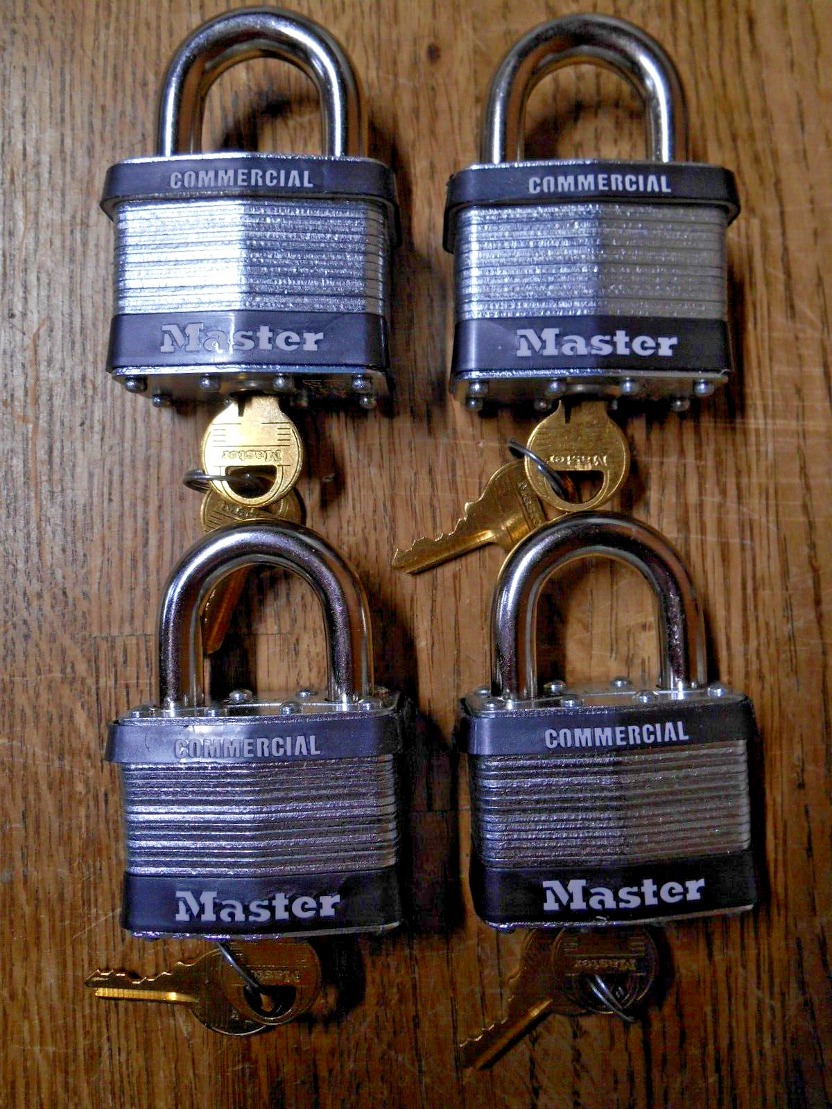 MASTER LOCK 5N Keyed Padlock, 15/16 in, Rectangle, Black (Qty. 4) New