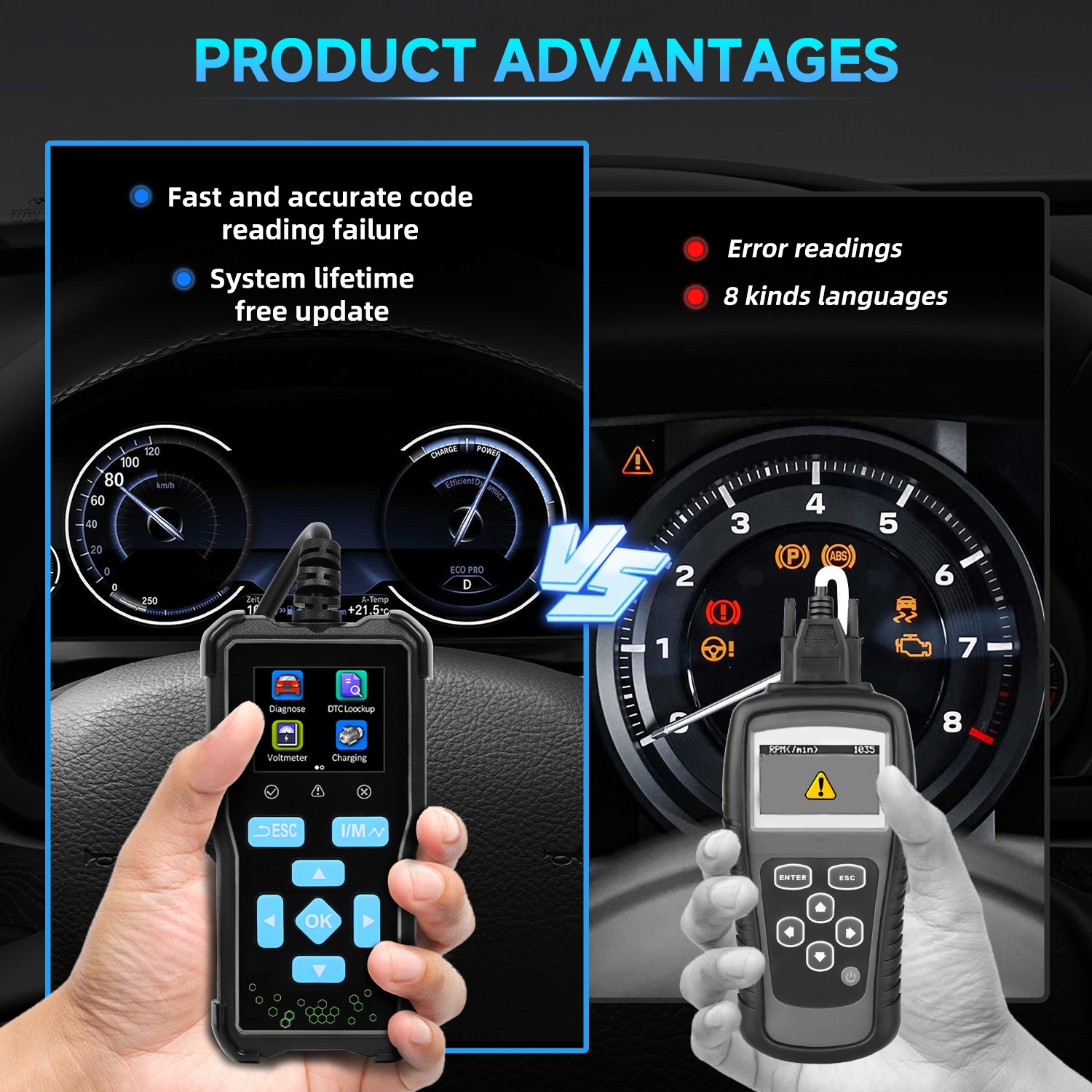 Universal AT100 Classic Enhanced OBD II Scanner Car Engine Fault Code Read NEW
